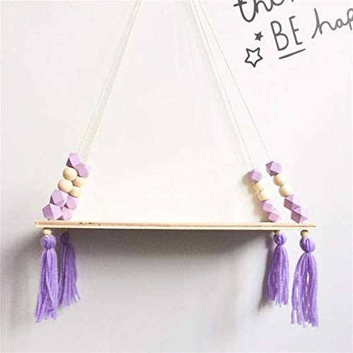 BOFIBO Schweberegale Wand Clapboard Nordic Kinderzimmer & Kids Decor Quasten Lagerung Regal Rack-Wand- Hängen Holz Spielzeug Modell Baby-Kind-Raum- Furnish Artic Home Decoration(Purple) von BOFIBO