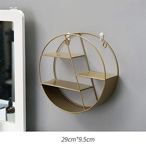 BOFIBO Schweberegale Wand Clapboard kreative Wandregal Wand befestigter Dekoration Regal Organizer Nordic Schmiedeeisen Storage Rack Wohnkultur for Wohnzimmer Schlafzimmer(Gold) von BOFIBO