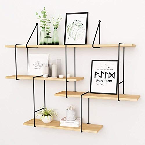 BOFIBO Schweberegale Wandregale Schwimmdock Regal 4 Tiers DIY Bücherregal Küchenregal Kombinations- Wand montierte Eisenholzmaterial Storage Rack Nordic Style, Multi- Size Optional(120cm) von BOFIBO
