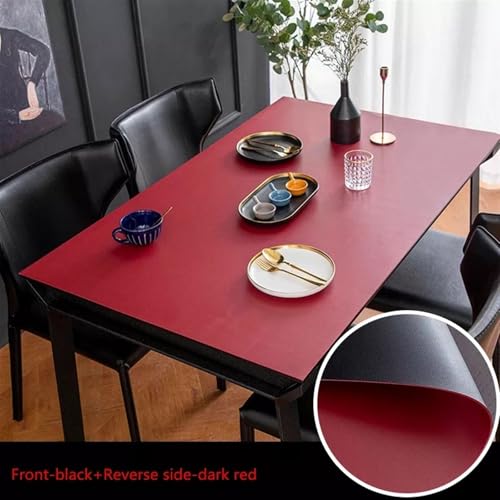 BOFIBO Transparente Plastiktischdecke 2 mm Ledertischdecke PVC-Tischdecke for Schreibtisch Computertisch wasserdichte und ölbeständige Tischabdeckung kann individuell angepasst Werden(Red,70x130cm) von BOFIBO