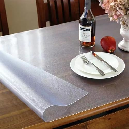BOFIBO Transparente Plastiktischdecke PVC-Tischset, transparente Tischdecke, wasserdichtes Öl, runde Tischdecke mit Küchenmuster, weicher Stoff-Tischabdeckung aus Glas(Frosted,80cm x 80cm) von BOFIBO