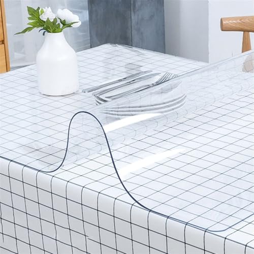 BOFIBO Transparente Plastiktischdecke PVC-Tischset, transparente Tischdecke, wasserdichtes Öl, runde Tischdecke mit Küchenmuster, weicher Stoff-Tischabdeckung aus Glas(Transparent,80cm x 150cm) von BOFIBO