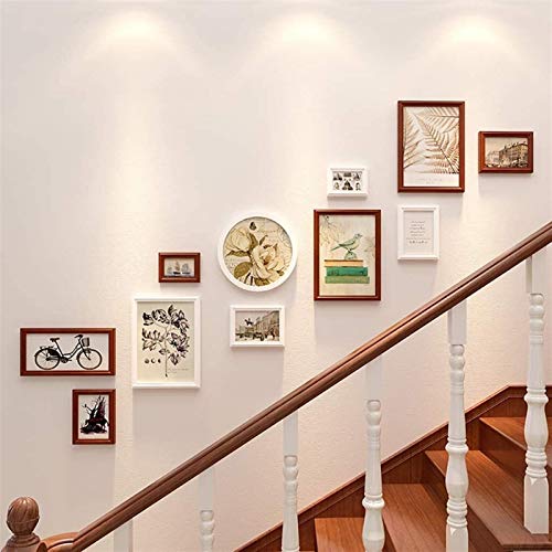Objektrahmen Bilderrahmen, Bilderrahmen Set 11 Multi Pack Bilderrahmen Wert Set Treppe Korridor Korridor Dedicated-Foto-Rahmen-Set, Großes Bild Bilderrahmen Wand Set 5 Farben(Farbe: Pink)(Wood Color) von BOFIBO