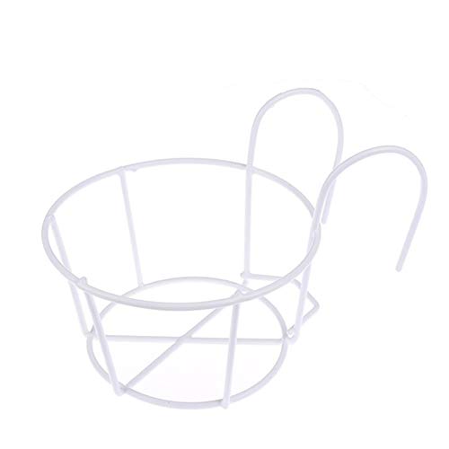 Schweberegale Balkon Einhängegestell Garten Zubehör Ranke Eisen Racks Balkon Runde Blumentopf Rack- Geländer Zaun Außen 1PCS(White L) von BOFIBO
