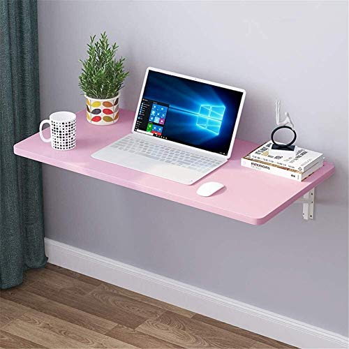 Schweberegale Faltwand Mounted Workbench Tropfen- Blatt Klapptisch Wandregal for kleine Räume Schreibtisch Office Home Küche Massivholz Esstisch Computer-Schreibtisch(Roze,100 * 50cm) von BOFIBO