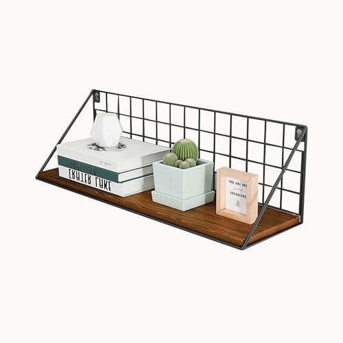 Schweberegale Wall Shelves Floating Shelf 4 Tiers DIY Bookshelf Kitchen Shelf Combination Wall- Mounted Iron Wooden Material Storage Rack Nordic Style, Multi- Size Optional(A,45 * 13 * 16cm) von BOFIBO