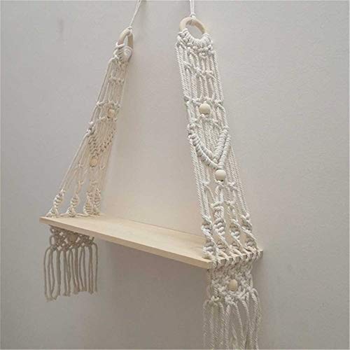 Schweberegale Wand Clapboard Bohemian Handmade aus Holz Makramee Wandbehang Seil Regal Quaste Ständer Regale Schwimmpflanze Rack- Tapisserie Wohnkultur Ornament(Type 1) von BOFIBO