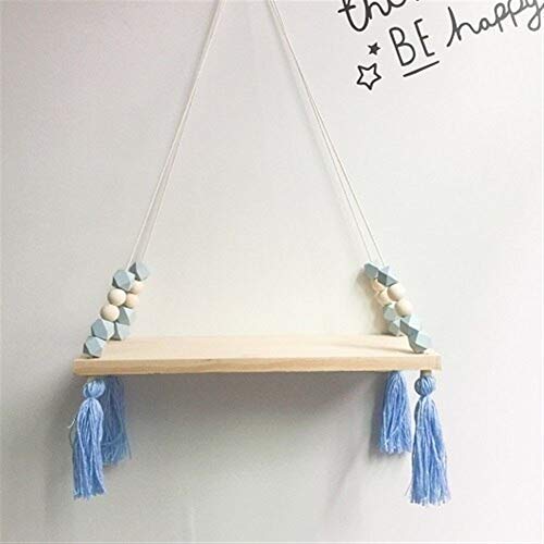Schweberegale Wand Clapboard Nordic- Kinderzimmer scherzt Dekor Quasten Lagerung Regal Rack-Wand- Hängen Holz Spielzeug Modell Baby-Kind-Raum- Furnish Artic Home Decoration(Light Blue) von BOFIBO