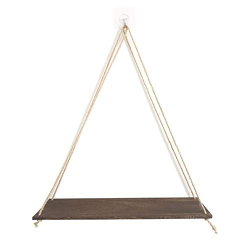 Schweberegale Wand Clapboard Premium- Holz Schaukel Hangeltau Wand befestigte Regale Pflanze Blumentopf Indoor-Outdoor- Dekoration einfaches Design Schwimmdock(Marron,) von BOFIBO