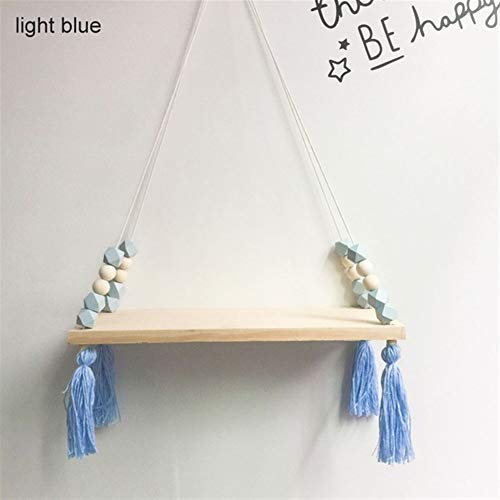 Schweberegale Wand Clapboard nordischen Stil bunten Perlen aus Holz Wandregal Wand Schindel Dekoration Kinderzimmer Kinderbekleidungsgeschäft Aufmä Quaste(Light Blue) von BOFIBO