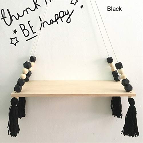 Schweberegale Wand Clapboard nordischen Stil bunten Perlen aus Holz Wandregal Wand Schindel Dekoration Kinderzimmer Kinderbekleidungsgeschäft Aufmä Quaste(Nero) von BOFIBO