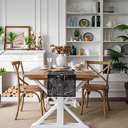 Tischläufer Home Tischwäsche Dekorative Luxus Gestreiften Patchwork Tisch Läufer Mit Quasten for Home Wohnzimmer Schlafzimmer Kunst Dekor Hochzeitsfeier Für Partys, Hochzeiten, Esstische(F,33*180cm) von BOFIBO