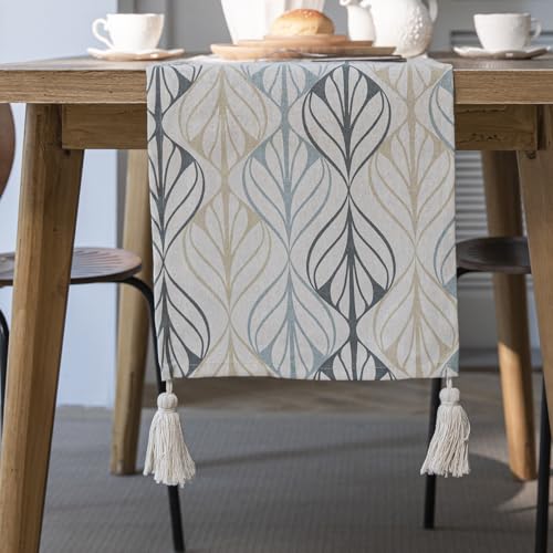 Tischläufer Home Tischwäsche Dekorative Luxus Gestreiften Patchwork Tisch Läufer Mit Quasten for Home Wohnzimmer Schlafzimmer Kunst Dekor Hochzeitsfeier Für Partys, Hochzeiten, Esstische(L,33*275cm) von BOFIBO