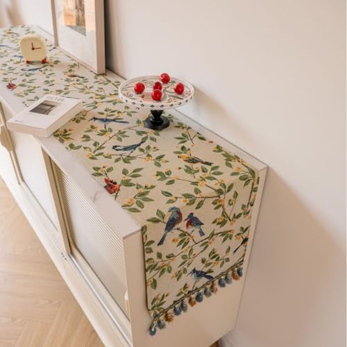 Tischläufer Home Tischwäsche Luxuriöser Tischläufer im Vintage-Design, bestickter Jacquard-Stoff mit mehreren Quasten, Tischläufer for Esszimmer, Kommode, Hochzeitsfeier, Urlaub, Hochzeit, Kamindekora Tischläufer Home Tischwäsche Luxuriöser Tischläufer im Vintage-Design, bestickter Jacquard-Stoff mit mehreren Quasten, Tischläufer for Esszimmer, Kommode, Hochzeitsfeier, Urlaub, Hochzeit, Kamindekora von BOFIBO