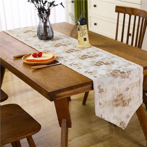 Tischläufer Home Tischwäsche Spitze Langer Beige Gold Tischläufer Bestickte Tischläufer Mit Exquisiter Blume Vintage Shabby Chic for Hochzeitsfeier Urlaub Küche Esstische Für Partys, Hochzeiten, Essti Tischläufer Home Tischwäsche Spitze Langer Beige Gold Tischläufer Bestickte Tischläufer Mit Exquisiter Blume Vintage Shabby Chic for Hochzeitsfeier Urlaub Küche Esstische Für Partys, Hochzeiten, Essti von BOFIBO