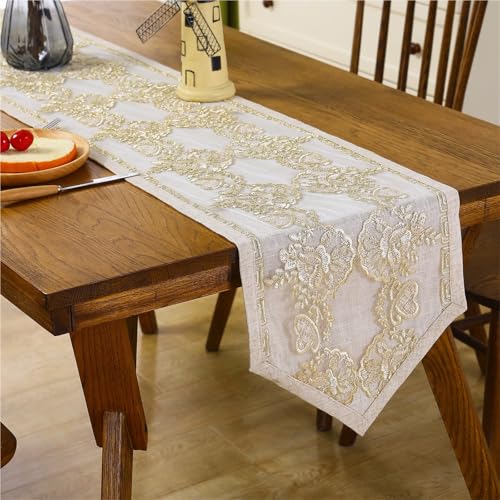 Tischläufer Home Tischwäsche Spitze Langer Beige Gold Tischläufer Bestickte Tischläufer Mit Exquisiter Blume Vintage Shabby Chic for Hochzeitsfeier Urlaub Küche Esstische Für Partys, Hochzeiten, Essti Tischläufer Home Tischwäsche Spitze Langer Beige Gold Tischläufer Bestickte Tischläufer Mit Exquisiter Blume Vintage Shabby Chic for Hochzeitsfeier Urlaub Küche Esstische Für Partys, Hochzeiten, Essti von BOFIBO