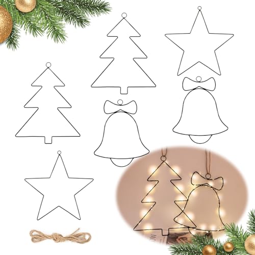 BOFUNX 6 Stück Metallring in Stern Weihnachtsbaum Glocken Formen Metall Schwarz 25/20 cm Weihnachtsdeko Metall Dekohänger für Wand Fenster Weihnachtsbaum BOFUNX 6 Stück Metallring in Stern Weihnachtsbaum Glocken Formen Metall Schwarz 25/20 cm Weihnachtsdeko Metall Dekohänger für Wand Fenster Weihnachtsbaum von BOFUNX