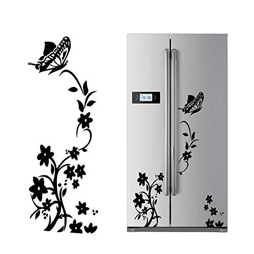 BOFUNX 2 Set Wandtattoo Schmetterlinge und Blumen Wandaufkleber Selbstklebend Wandsticker Wanddeko für Schlafzimmer Wohnzimmer Kinderzimmer Kühlschrank von BOFUNX