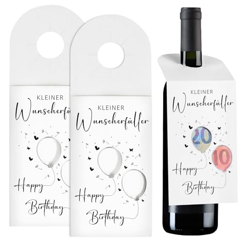 BOFUNX 2 Stück Wunscherfüller Geldgeschenk Flaschenetiketten Geburtstag Geschenke Flaschenetikett Geburtstagsdeko Geburtstagsgeschenk für Frauen Männer Freunde Kollegen von BOFUNX