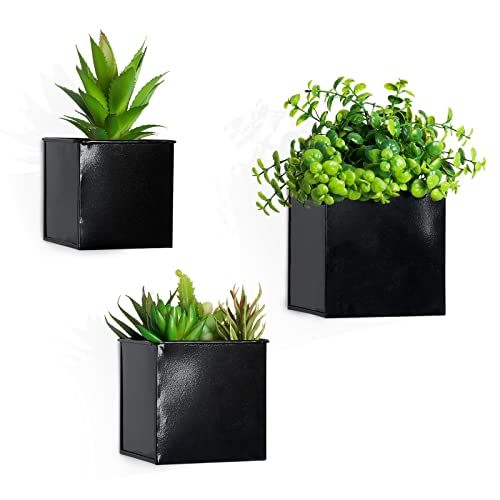 BOFUNX 3 Stücke Hängende Blumentöpfe Metall Blumentopf für Wand Hängeampel Wandvasen für Blumen Pflanzen Wanddeko Gartendeko von BOFUNX