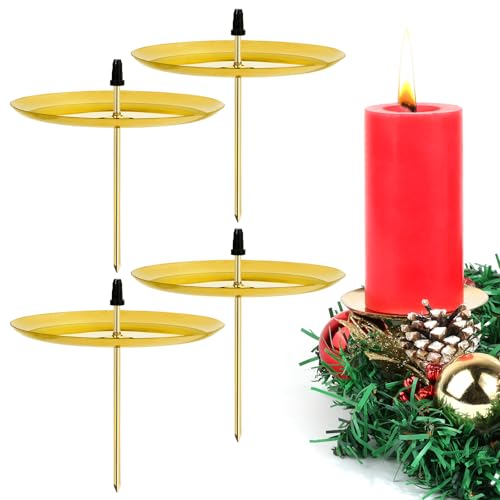 BOFUNX 4 Stücke Kerzenhalter Adventskranz Gold Kerzenstecker 7.5cm Kerzenteller Metall Kerzenhalter für Adventskranz Weihnachtskranz Weihnachtsdeko BOFUNX 4 Stücke Kerzenhalter Adventskranz Gold Kerzenstecker 7.5cm Kerzenteller Metall Kerzenhalter für Adventskranz Weihnachtskranz Weihnachtsdeko von BOFUNX