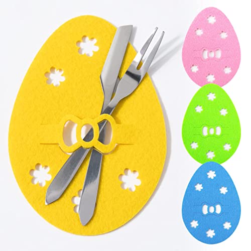BOFUNX 4 Stücke Ostern Bestecktasche Filz Osterhase Besteckbeutel Besteckhalter Tischdeko Osterdeko Partydeko BOFUNX 4 Stücke Ostern Bestecktasche Filz Osterhase Besteckbeutel Besteckhalter Tischdeko Osterdeko Partydeko von BOFUNX