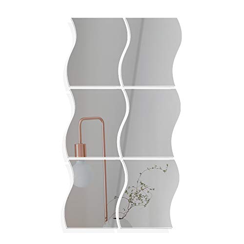 BOFUNX 6 Stücke Spiegelfliesen Spiegel Wandtattoo Aufkleber Wandspiegel DIY Dekospiegel für Zimmer Wand Schrank Badezimmer von BOFUNX