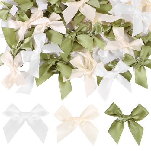 BOFUNX 60 Stücke Satinschleifen Selbstklebend Satinband Schleifen Klein Schleifen Deko Geschenkschleife für DIY Handwerk Karte Geschenkverpackung Taufedeko Hochzeitsdeko von BOFUNX