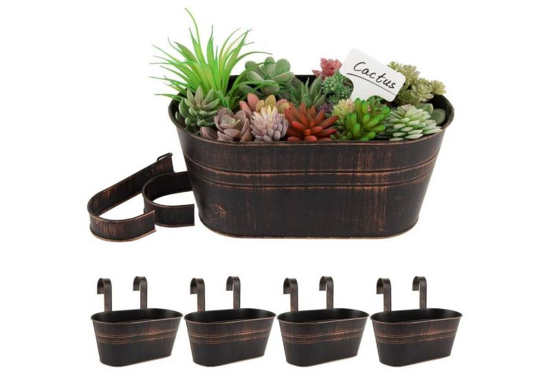 BOFUNX Blumentopf Vintage Metall Hängetöpfe Set Beige 27.5x14x22cm - 2er Pflanztopf mit BOFUNX Blumentopf Vintage Metall Hängetöpfe Set Beige 27.5x14x22cm - 2er Pflanztopf mit von BOFUNX