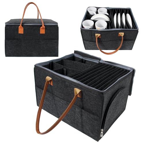 BOFUNX Filz Geschirrhalter Camping Geschirr Aufbewahrung Tellerhalter Organizer Tassenhalter Filztaschen für Teller Geschirr Schüssel Camping Wohnmobill Wohnwagen von BOFUNX