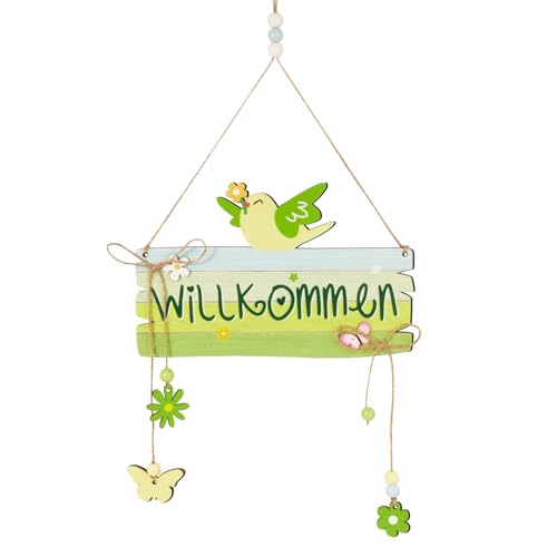 BOFUNX Frühling Türschild Willkommen Schild Holz Schild zum Aufhängen Frühling Willkommensschild für Frühling Wand Hof Veranda Haustür Garten von BOFUNX
