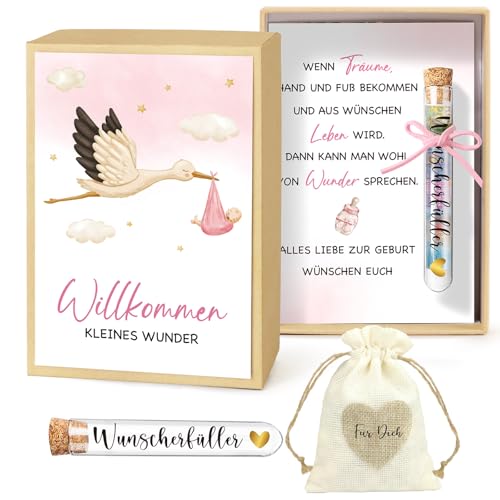 BOFUNX Geldgeschenke zur Geburt Inklusive Grußkarte Geschenkbox Kunststoff Reagenzglas Jutesäckchen Geburt Geschenk Babygeschenke Geld Gutschein Verpackung für Jungen Mädchen von BOFUNX