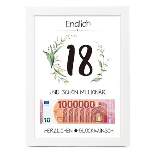 BOFUNX Geldgeschenke 18. Geburtstag Erste Million Geschenke Geldgeschenk mit Bilderrahmen Geburtstag Geschenk für Mädchen Jungen von BOFUNX
