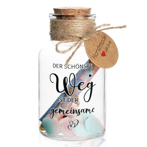 BOFUNX Geschenk Hochzeit Geldgeschenk Hochzeit Verpackung Glasflasche mit Korken und Aufkleber Konfetti Streudeko Hochzeitskasse Spardose Geld Gutschein Verpackung Hochzeitsgeschenke für Brautpaar von BOFUNX