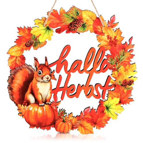 BOFUNX Herbst Deko Türkranz aus Holz Dekokranz zum Aufhängen Haustür Fenster Wand Kranz mit Ahornblätter Kürbis Tannenzapfen für Herbst Thanksgiving Herbstdekoration BOFUNX Herbst Deko Türkranz aus Holz Dekokranz zum Aufhängen Haustür Fenster Wand Kranz mit Ahornblätter Kürbis Tannenzapfen für Herbst Thanksgiving Herbstdekoration von BOFUNX