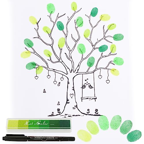 BOFUNX Leinwand Gästebuch Hochzeit Baum Leinwand für Fingerabdrücke Personalisiert Alternative Hochzeitsgästebuch Baum für Verlobung Hochzeitgeschenk Jubiläumsgeschenk von BOFUNX