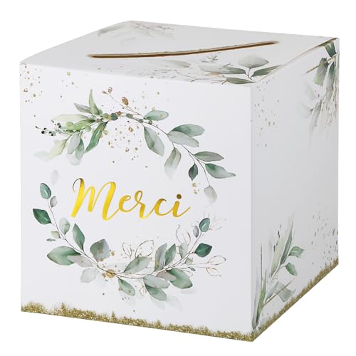 BOFUNX Merci Kartenbox für Hochzeit Geburtstag Babyparty 25×25×25cm von BOFUNX