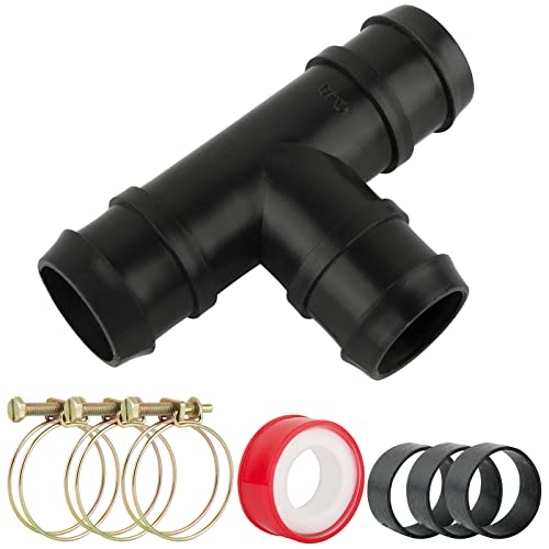BOFUNX T-Stück für Ø38mm Schlauchverbinder + 3 Edelstahl-Schlauchschellen + 3 Dichtungen Ringe + Klebeband Schlauchteile Schlauchverbindung für Pool Schwimmbad Garten (38mm) von BOFUNX