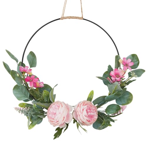 Künstliche Blumen Kranz Hochzeit Metallring Sommer Türkranz Künstlicher Blumenkranz Deko für Sommer Frühling Haustür Zaun Fenster Hochzeiten Homedeko von BOFUNX