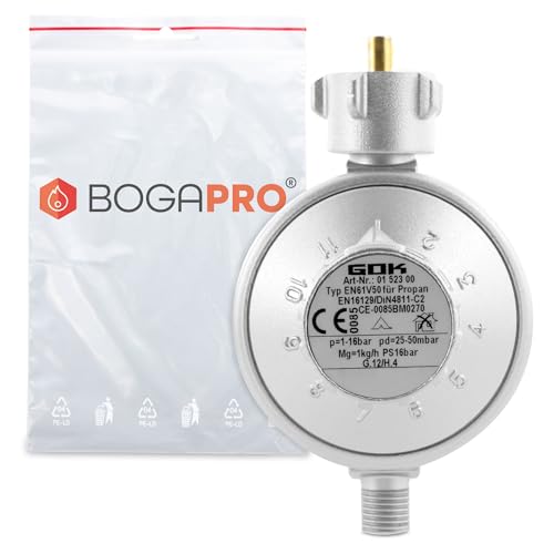 BOGAPRO 11 Stufen Niederdruckregler, Einstellbarer Gasdruckminderer von 25-50mbar Polybeutel von BOGAPRO