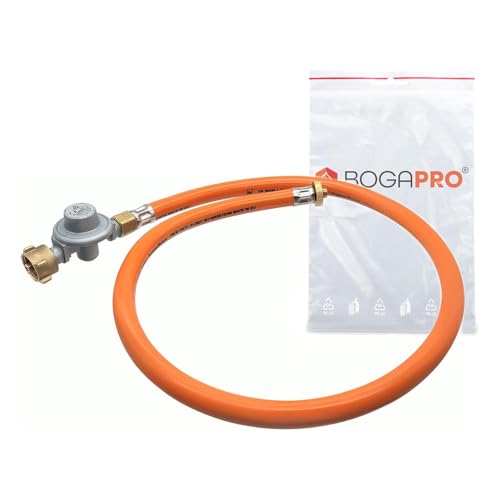 BOGAPRO Adapter-Schlauch mit Gasregler, Adapter von EN417 Schraubkartuschenanschluss auf handelsübliche Gasflaschen, inkl. Polybeutel von BOGAPRO