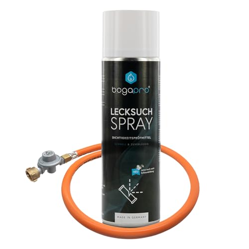 BOGAPRO Adapter-Schlauch mit Gasregler zum Nutzen Einer Gasflasche Lecksuchspray von BOGAPRO