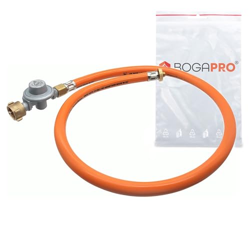 BOGAPRO Adapter-Schlauch mit Gasregler zum Nutzen Einer Gasflasche, inkl. Polybeutel von BOGAPRO