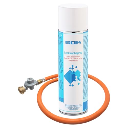 BOGAPRO Adapter-Schlauch mit Gasregler zum Nutzen einer Gasflasche + BOGAPRO Lecksuchspray von BOGAPRO