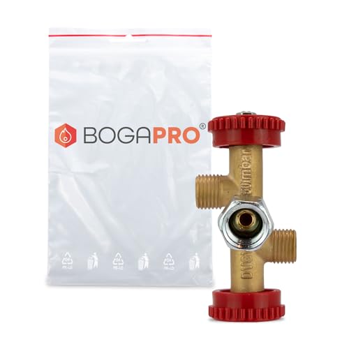 BOGAPRO Doppelabzweigventil für Propangasflaschen, Abzweigventil für 2 Gasgeräte für Gasflasche mit max 11kg Polybeutel von BOGAPRO