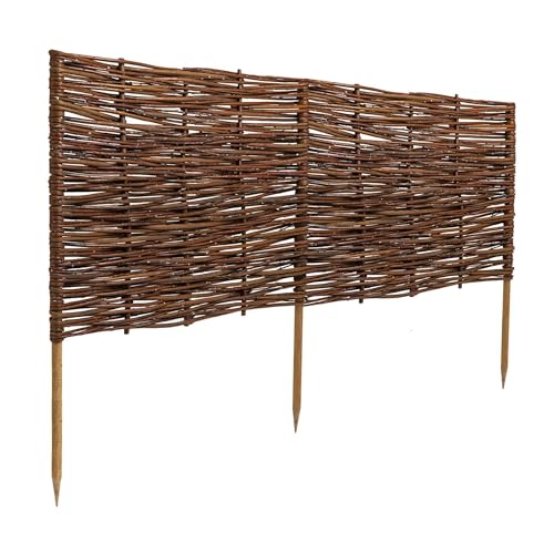1 x BOGATECO Beeteinfassung aus Weide | 120 cm Lang & 40 cm Hoch | Holz-Zaun Rasenkante | Weiden-Zaun Steckzaun Perfekt für den Garten als Weg-Abgrenzung | Beetumrandungen | Dekorative Zäune von BOGATECO