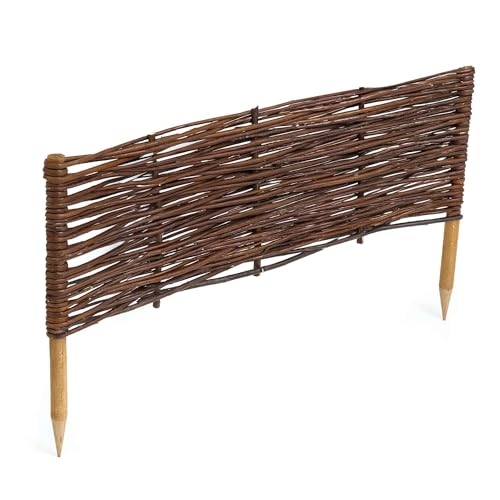 1 x BOGATECO Beeteinfassung aus Weide | 60 cm Lang & 20 cm Hoch | Holz-Zaun Rasenkante | Weiden-Zaun Steckzaun Perfekt für den Garten als Weg-Abgrenzung | Beetumrandungen | Dekorative Zäune von BOGATECO