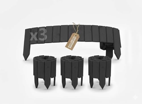 BOGATECO 3er Set Beeteinfassung Holz Rollborder Holzlatten |Rollzaun 20cm Hoch & 112cm lang | Holz-Zaun | Staketenzaun Perfekt als Beet-Umrandung oder Weg-Abgrenzung | Anthrazit BOGATECO 3er Set Beeteinfassung Holz Rollborder Holzlatten |Rollzaun 20cm Hoch & 112cm lang | Holz-Zaun | Staketenzaun Perfekt als Beet-Umrandung oder Weg-Abgrenzung | Anthrazit von BOGATECO