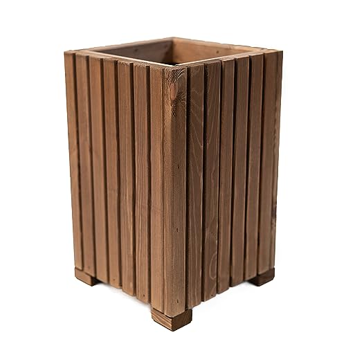 BOGATECO Blumenkasten aus Holz | Pflanzkasten | Blumentopf 40 x 25 x 25cm | Kräutertopf für zu Hause Garten Balkon Terrasse | Topf mit Kunststoffeinsatz | Imprägniert | Dunkelbraun von BOGATECO