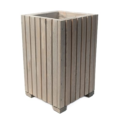 BOGATECO Blumenkasten aus Holz | Pflanzkasten | Blumentopf 40 x 25 x 25cm | Kräutertopf für zu Hause Garten Balkon Terrasse | Topf mit Kunststoffeinsatz | Imprägniert | Grau von BOGATECO